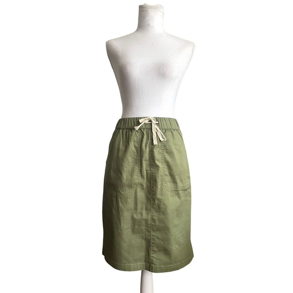Pact Organic Cotton Daily Twill Utility Skirt Olivine Green Size‎ XS Knee Length - Picture 7 of 14